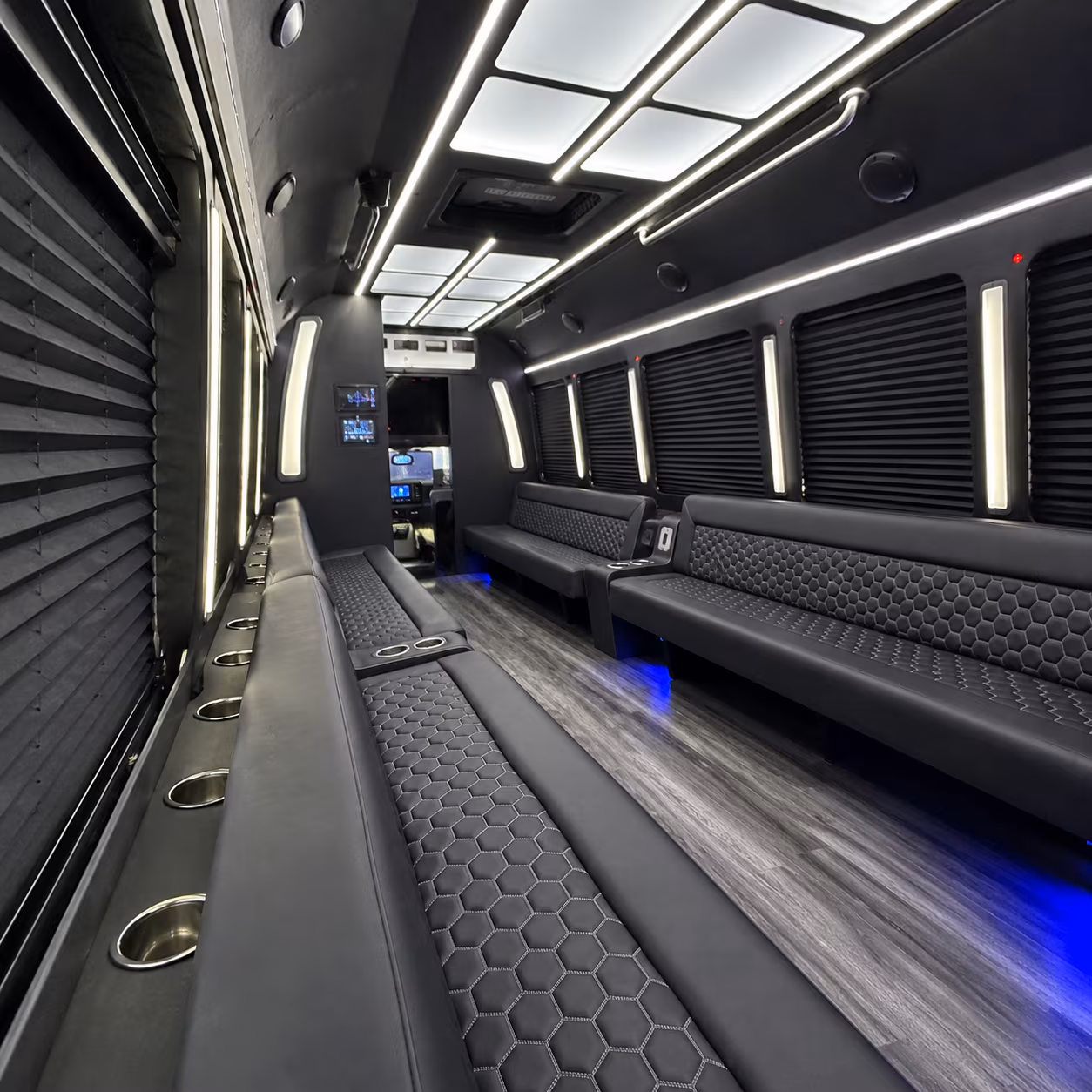 troy party bus rental interior